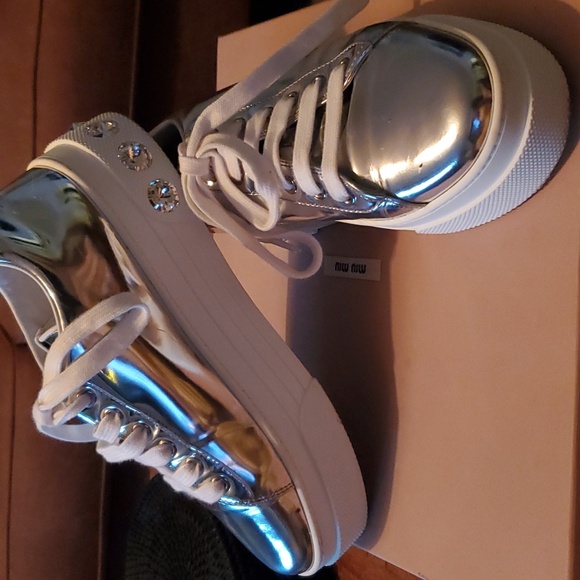 Miu Miu Calzatore Donna Argento Sneakers - Picture 2 of 9